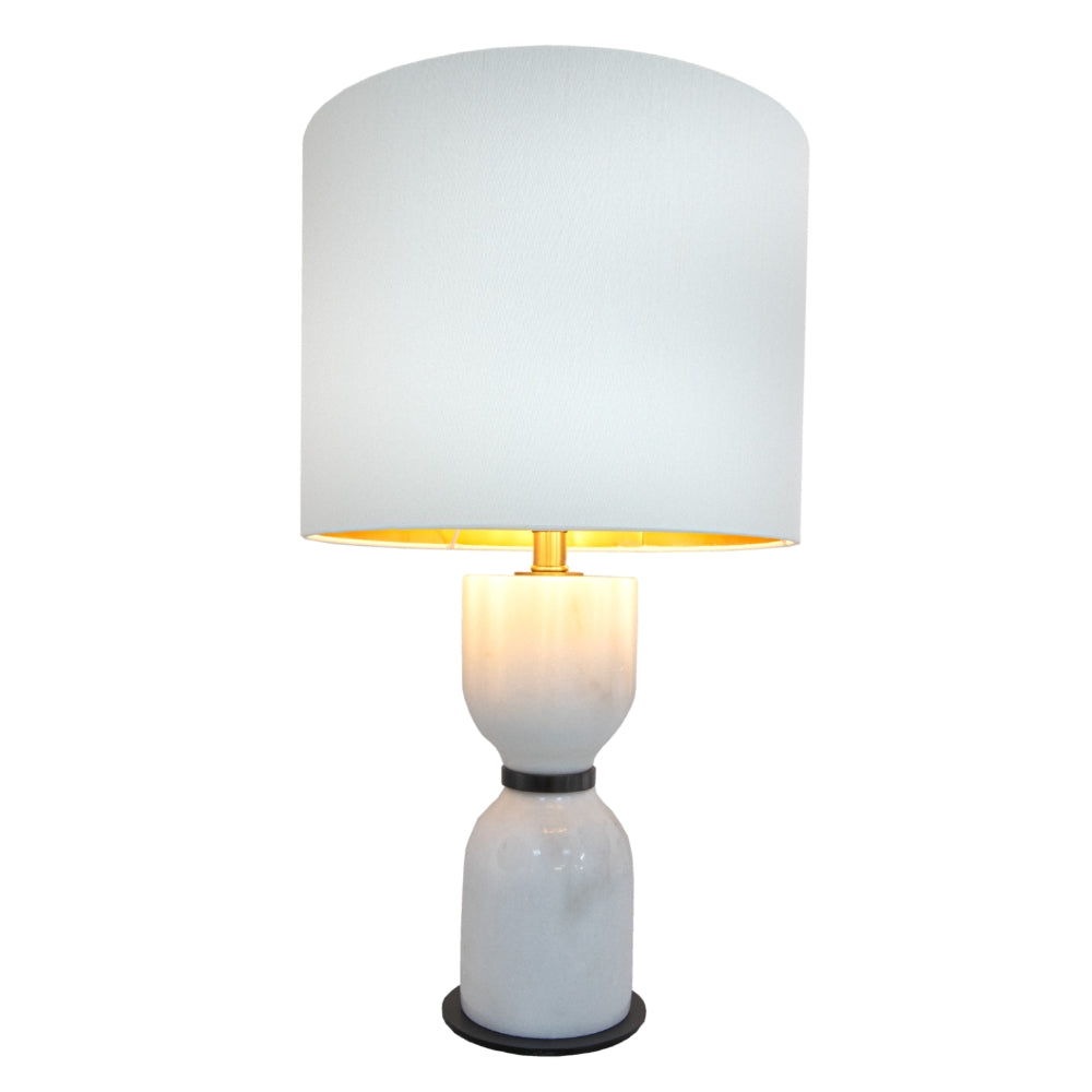 VORELLI® Noiré white marble bronze table lamp with fabric shade
