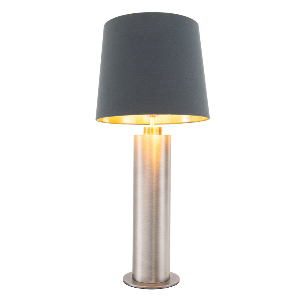 VORELLI® Norvane gunmetal table lamp with charcoal shade