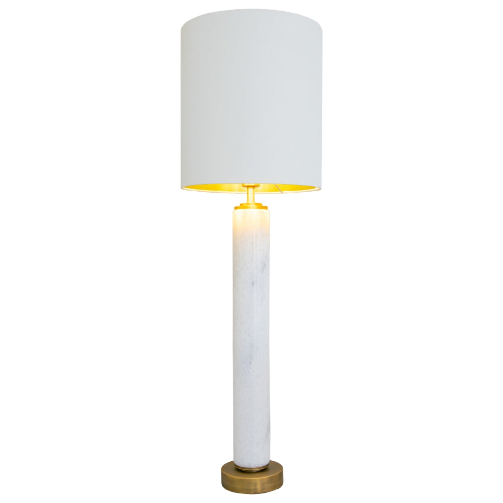VORELLI® Norvello white marble and antique brass table lamp