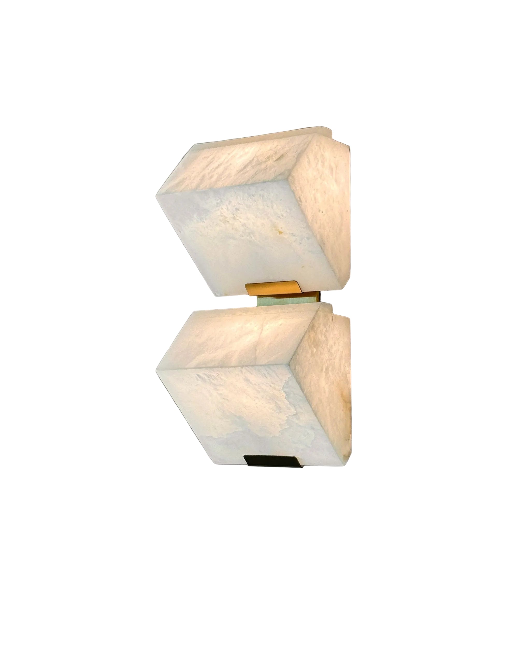 VORELLI® Novara marble wall light II featuring dual sculpted natural stone blocks in stacked wall mounted design on white background