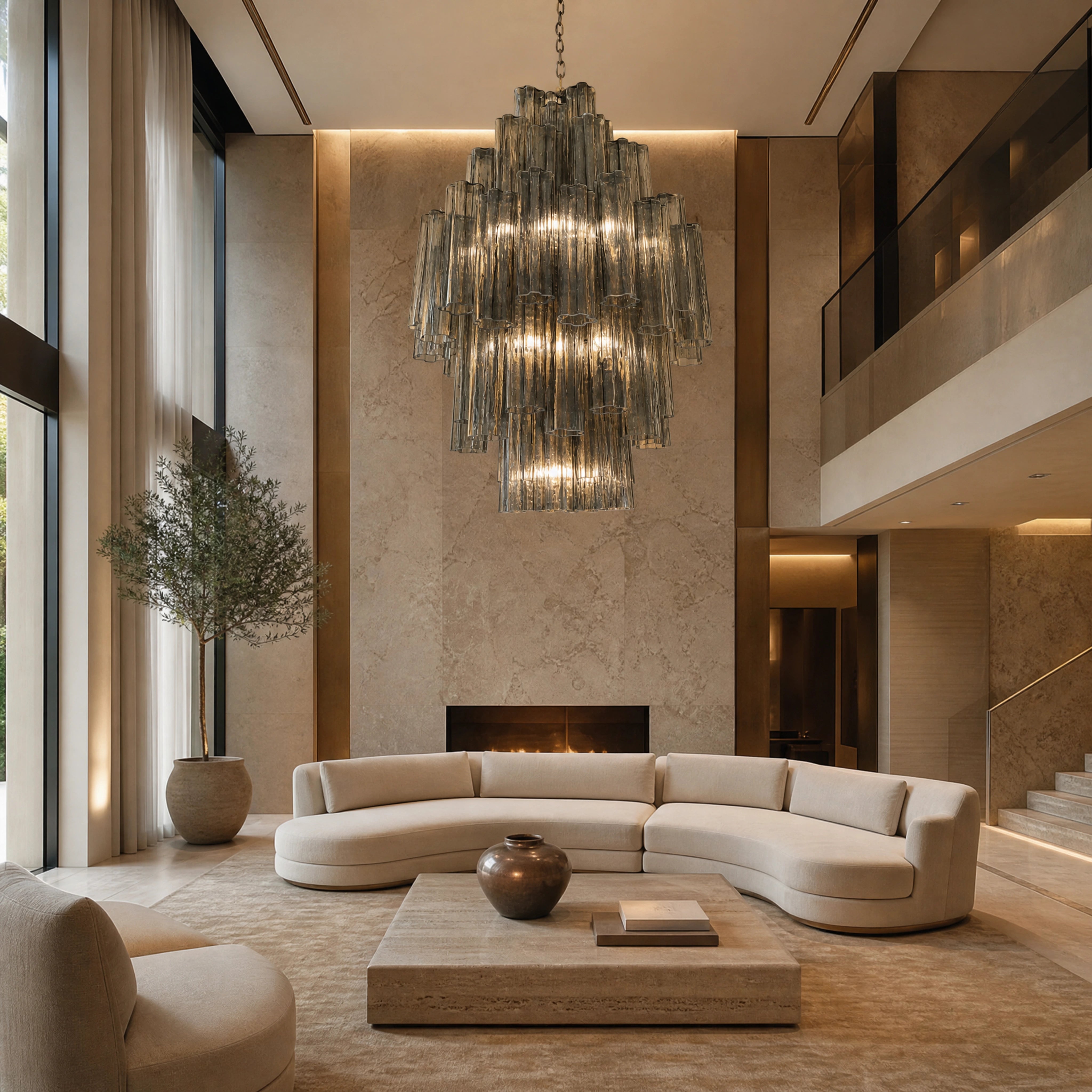 Octavia Tronchi Murano Glass Circular Chandelier UHNW private residence luxury lifestyle image by VORELLI