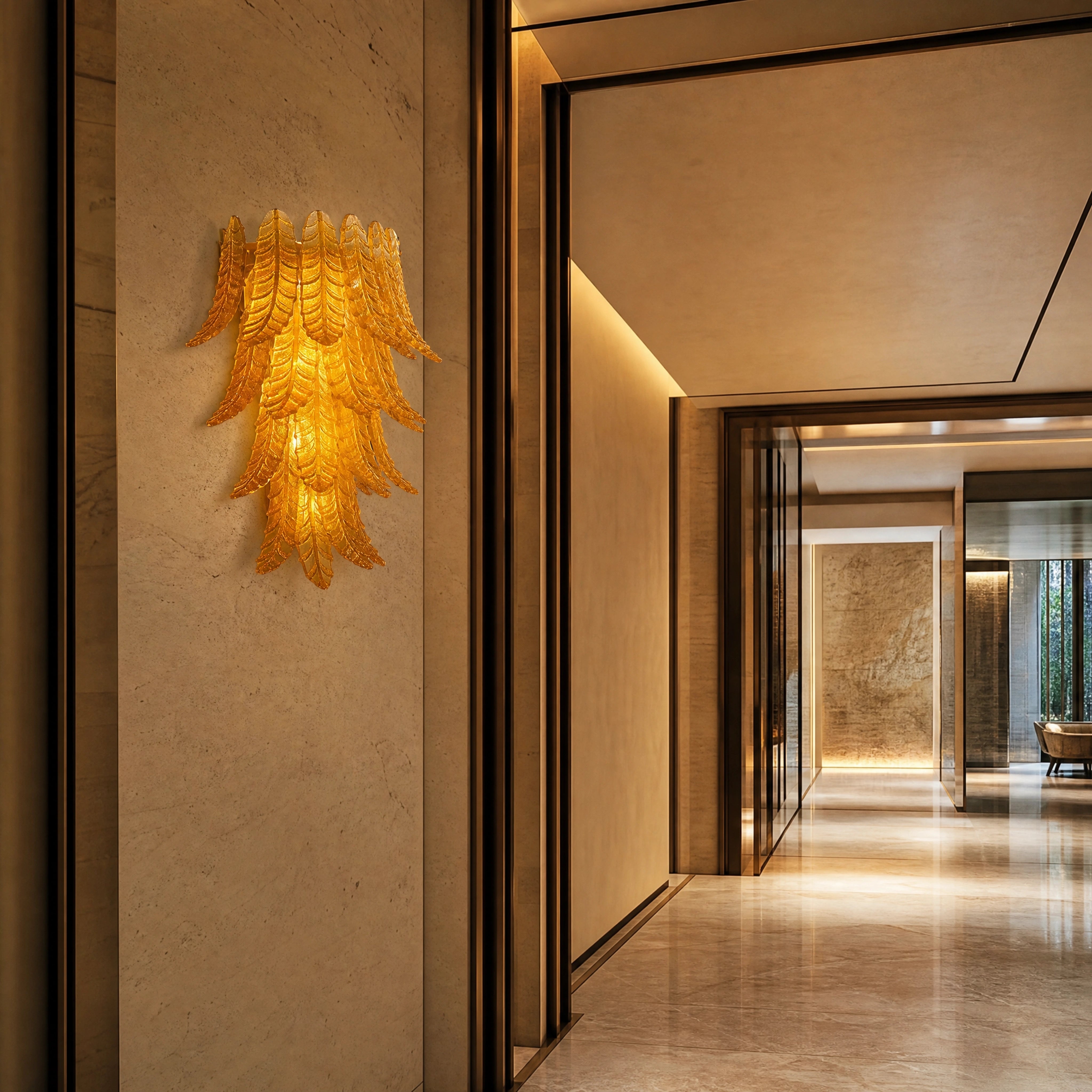 Lauretta Felci Murano Glass Wall Light UHNW private residence luxury lifestyle image by VORELLI
