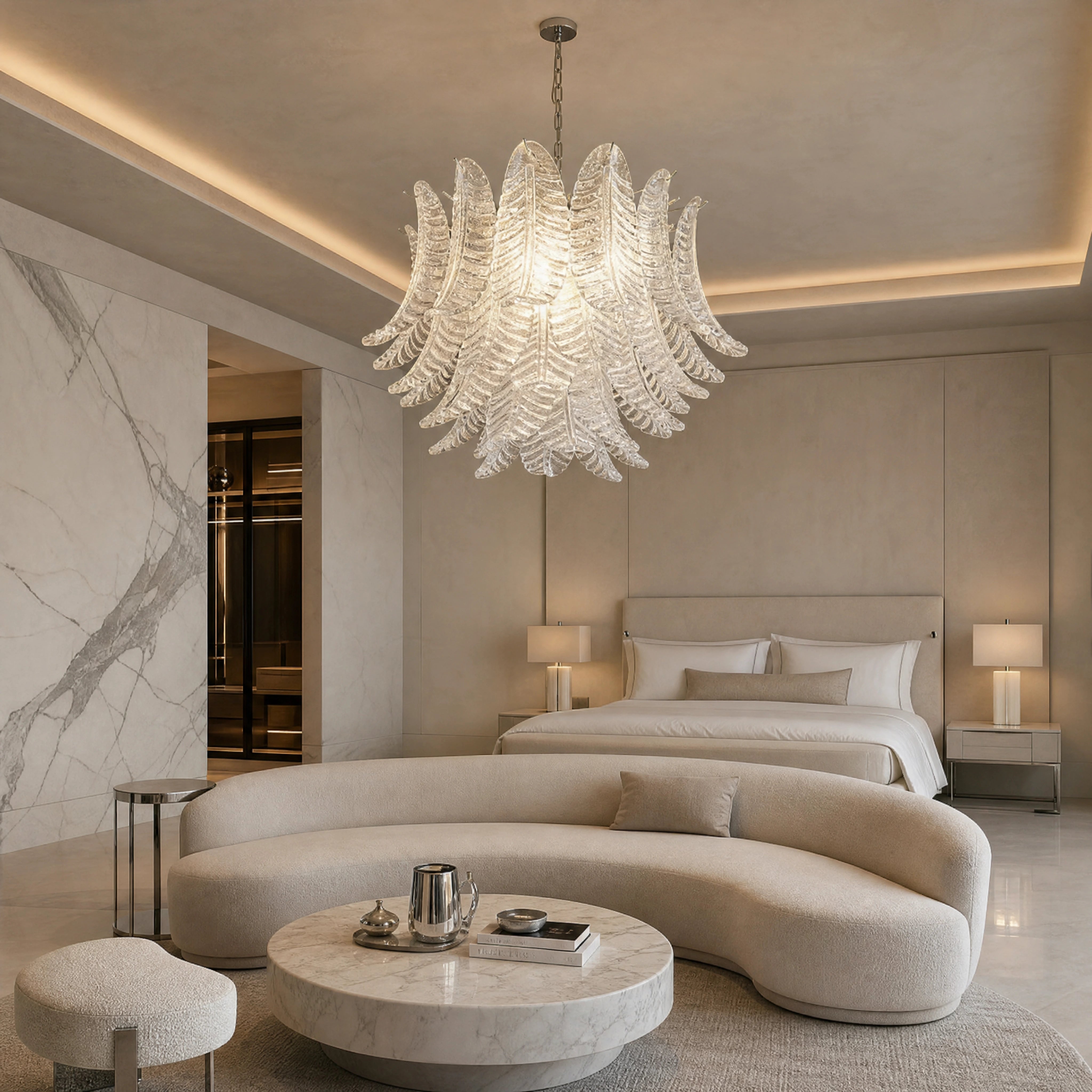 Padova Felci Murano Glass Circular Chandelier luxury hospitality interior lifestyle image by VORELLI