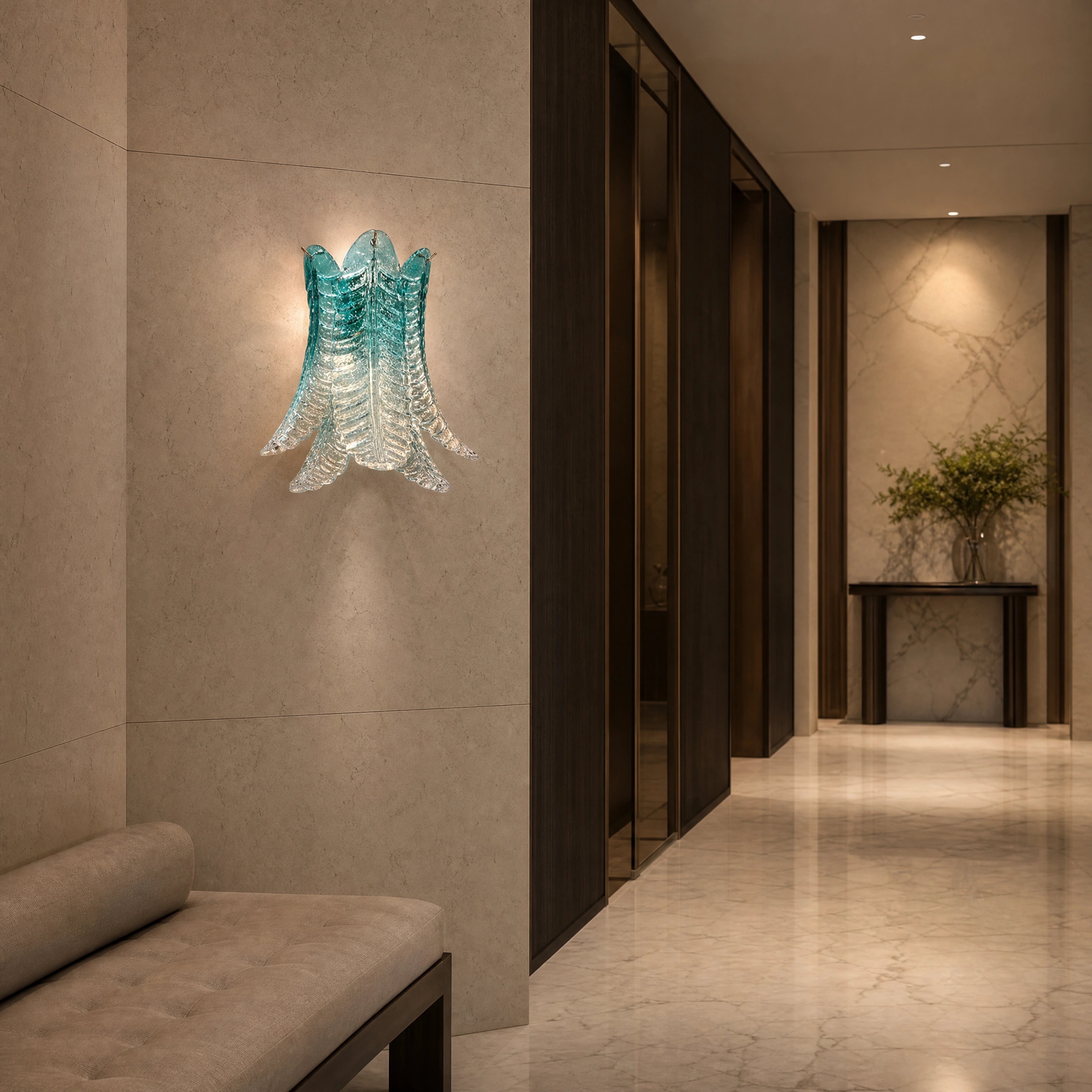 Parma Felci Murano Glass Wall Light luxury hospitality interior lifestyle image by VORELLI