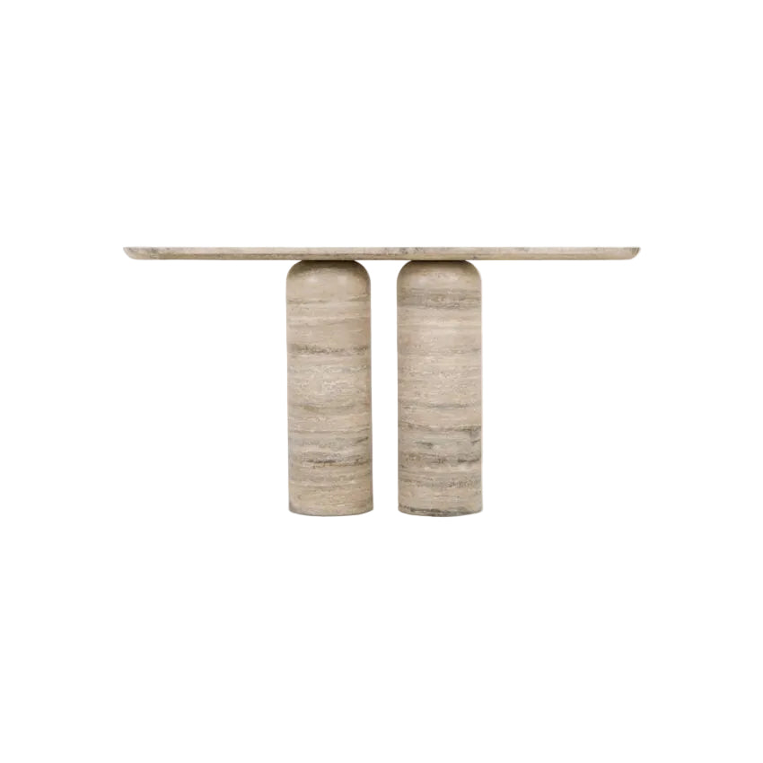 Posillano Silver Travertine Console console table view 3