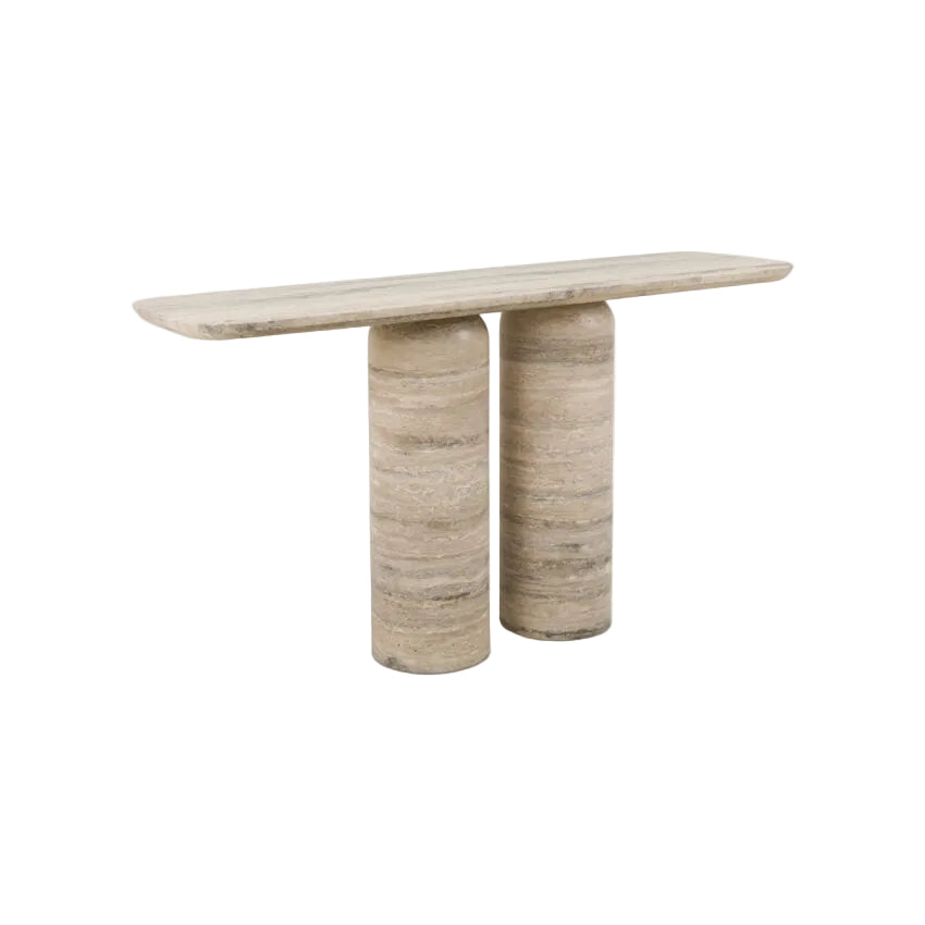 Posillano Silver Travertine Console console table view 4