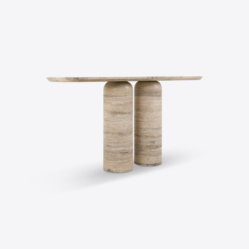 Posillano Silver Travertine Console console table view 5