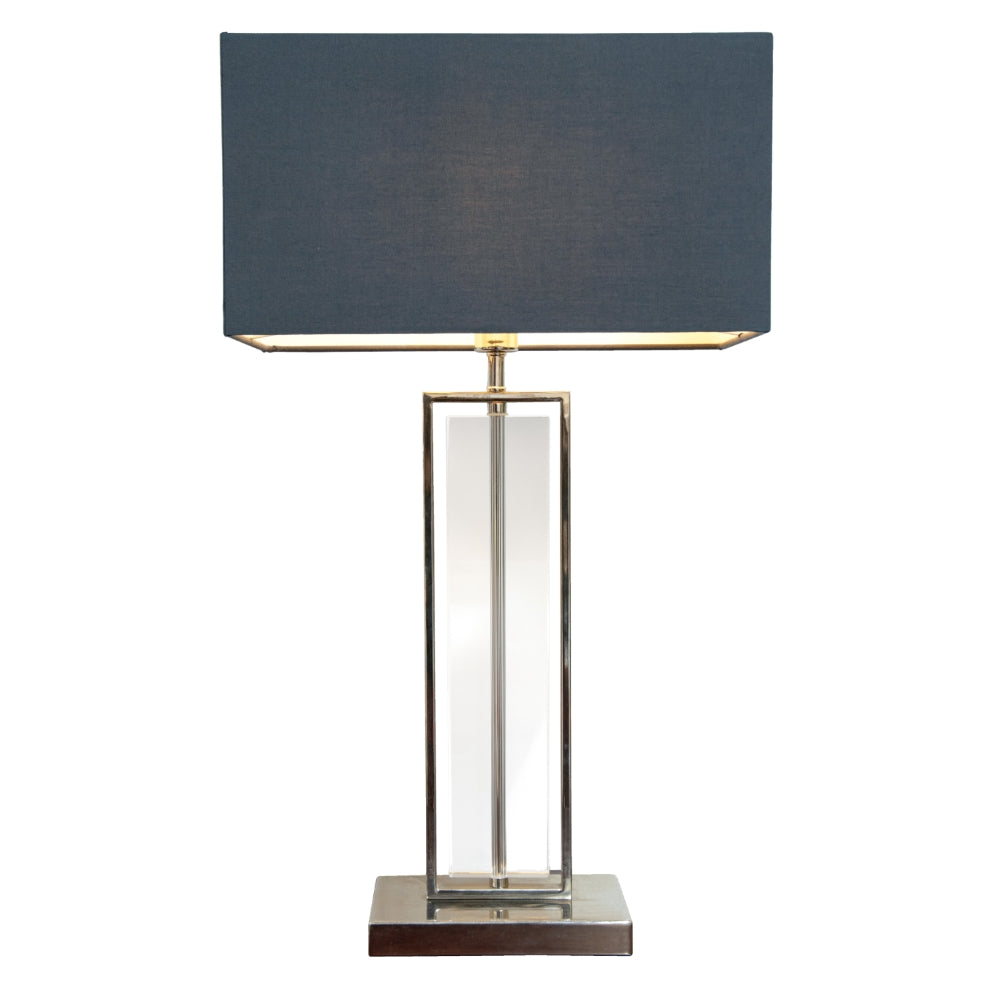 VORELLI® Ravelle nickel and crystal table lamp with charcoal shade