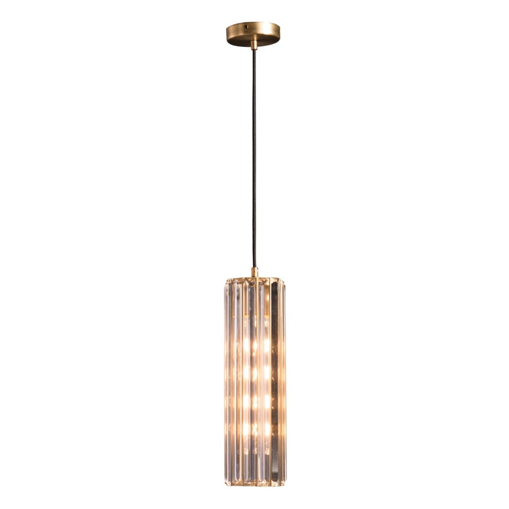 Close-up detail of Regano Brushed Bronze Crystal Single Pendant by VORELLI showing refined finish and craftsmanship
