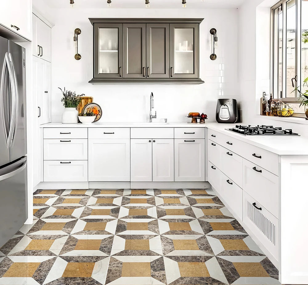 Retro Style Square Waterjet Marble Mosaic Tile by VORELLI®