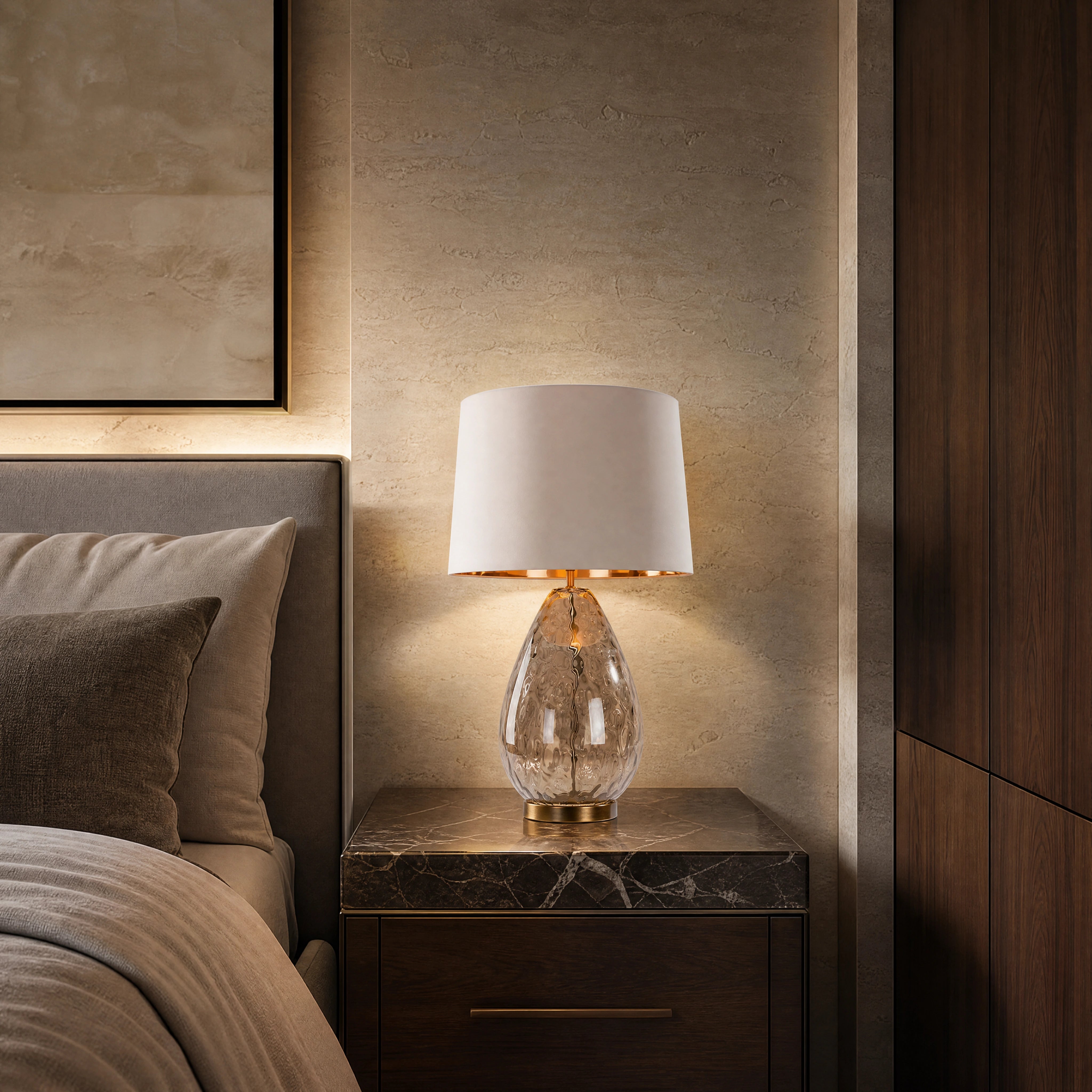 Riovena Marble Base Elegant Table Lamp UHNW private residence luxury lifestyle image by VORELLI