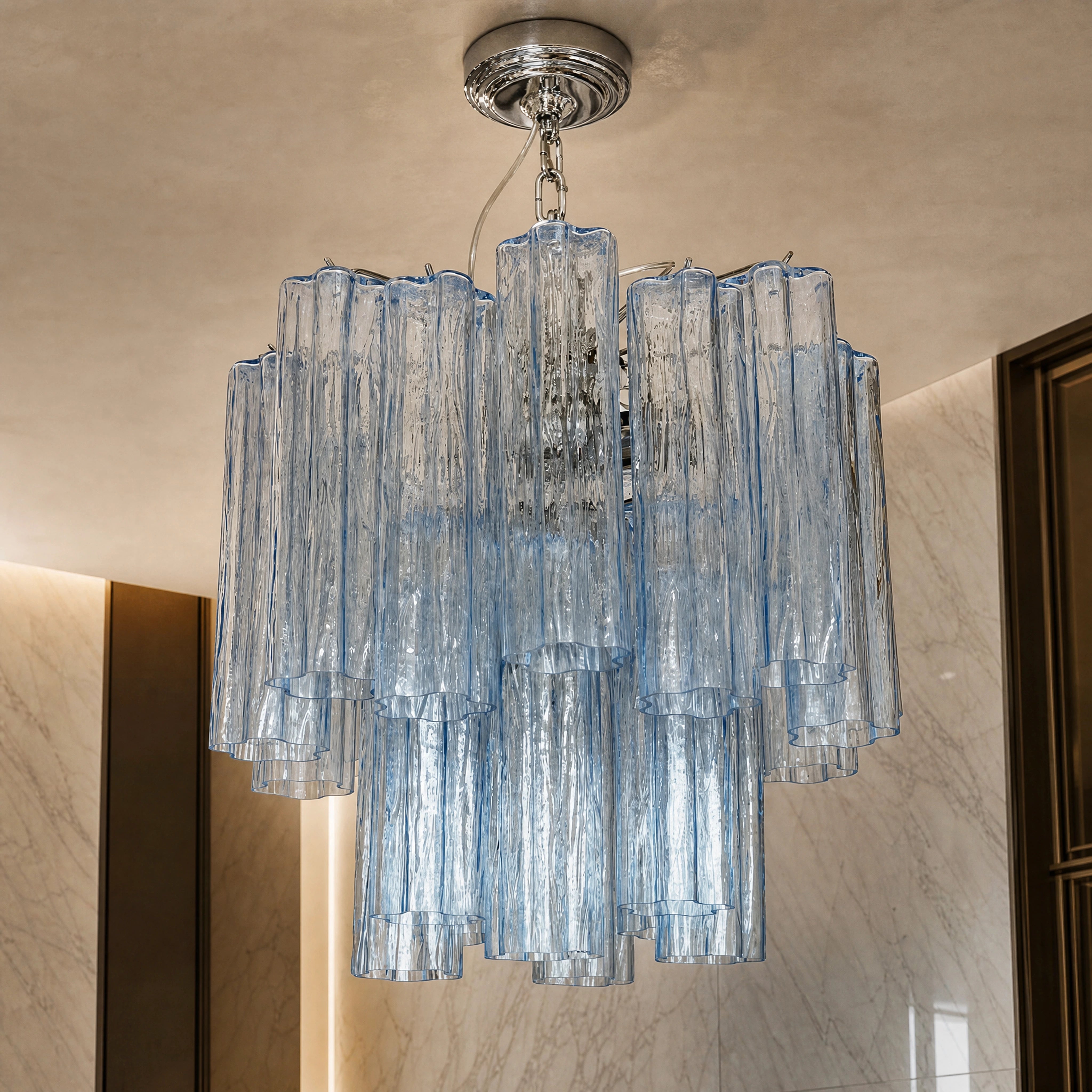 Paola Tronchi Murano Glass Circular Chandelier close-up luxury lifestyle hero image by VORELLI