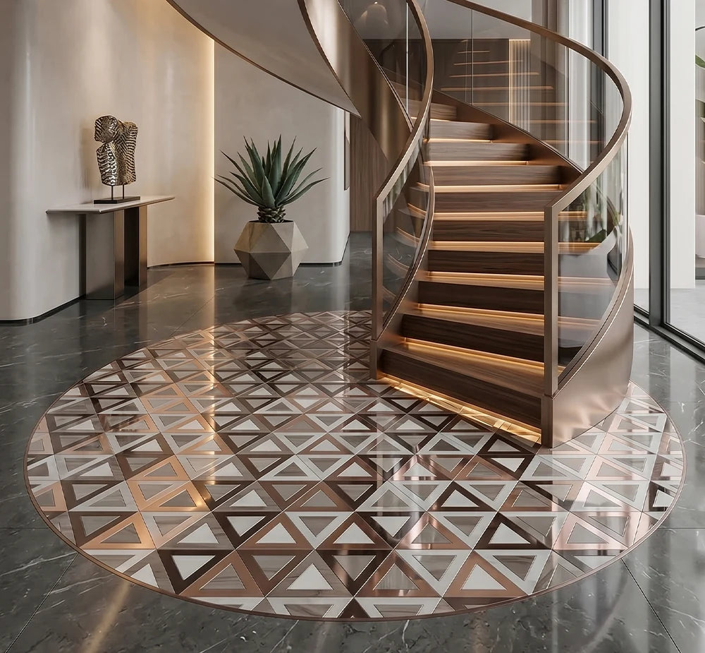 Rose Gold Hexagon Design Waterjet Marble Mosaic luxury gold waterjet marble mosaic for premium UK interiors