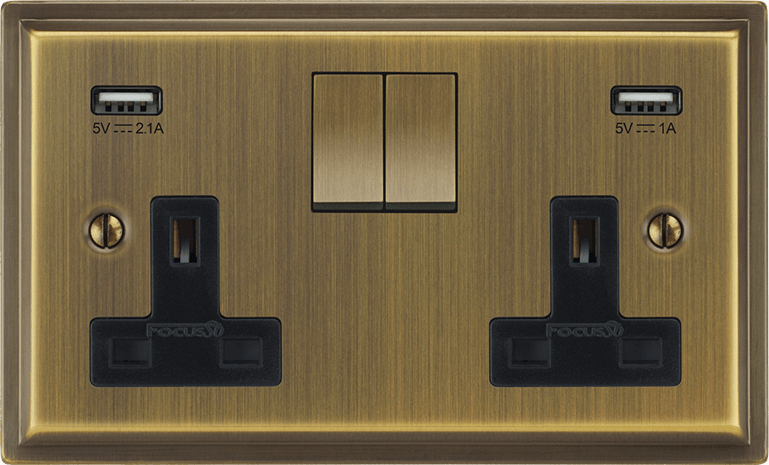 Sheraton Double Socket + USB by VORELLI, a refined luxury lighting for luxury residential and project interiors.