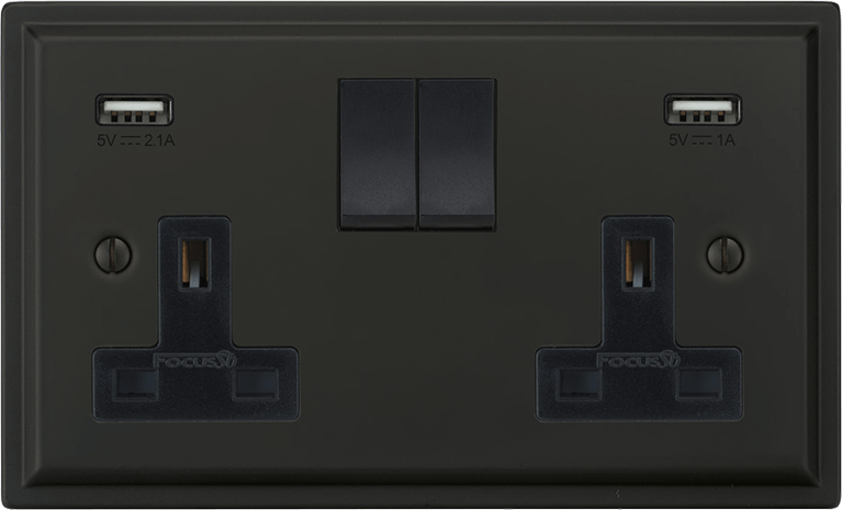 Sheraton Double Socket + USB by VORELLI, a refined luxury lighting for luxury residential and project interiors.