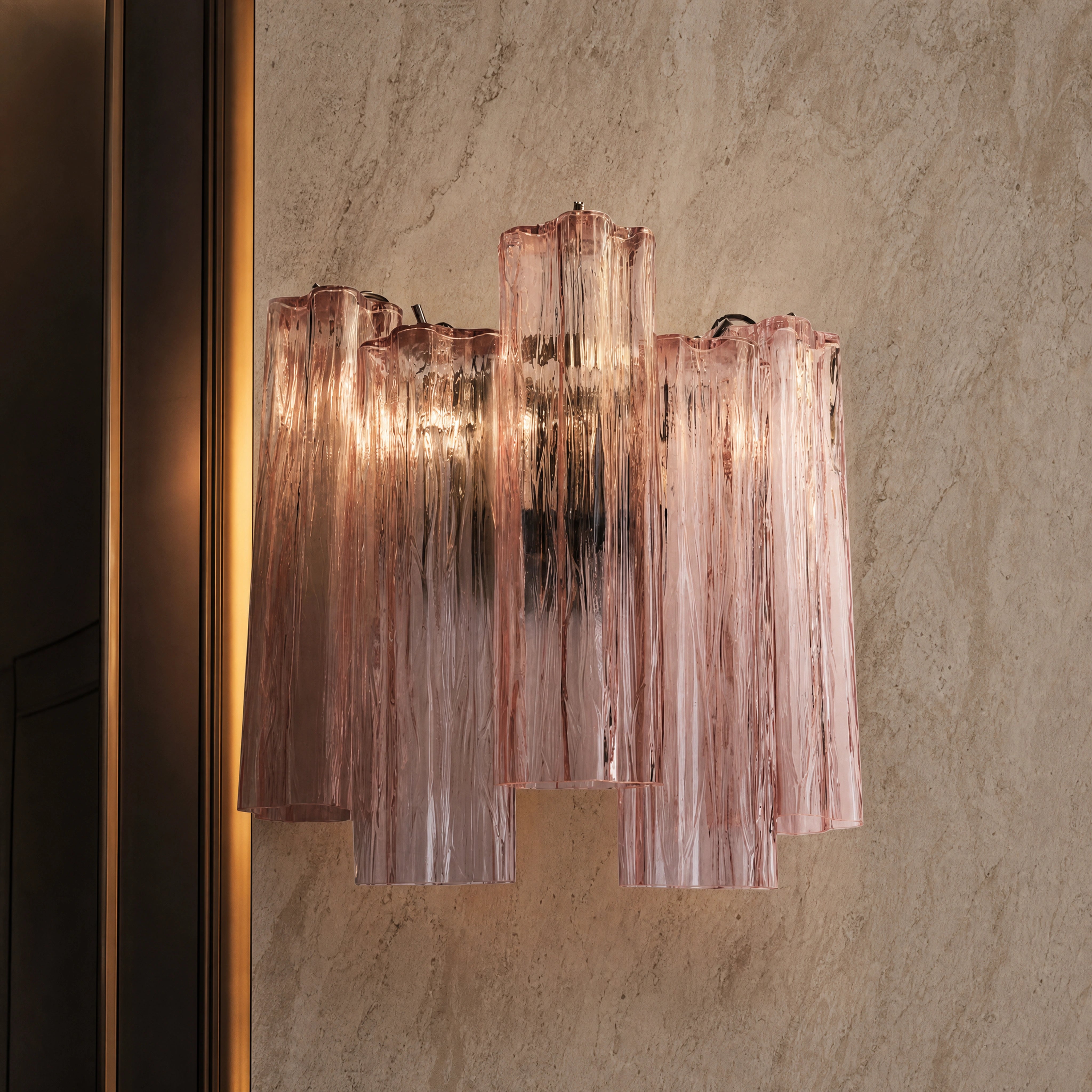 Speranza Tronchi Murano Glass Wall Light close-up luxury lifestyle hero image by VORELLI