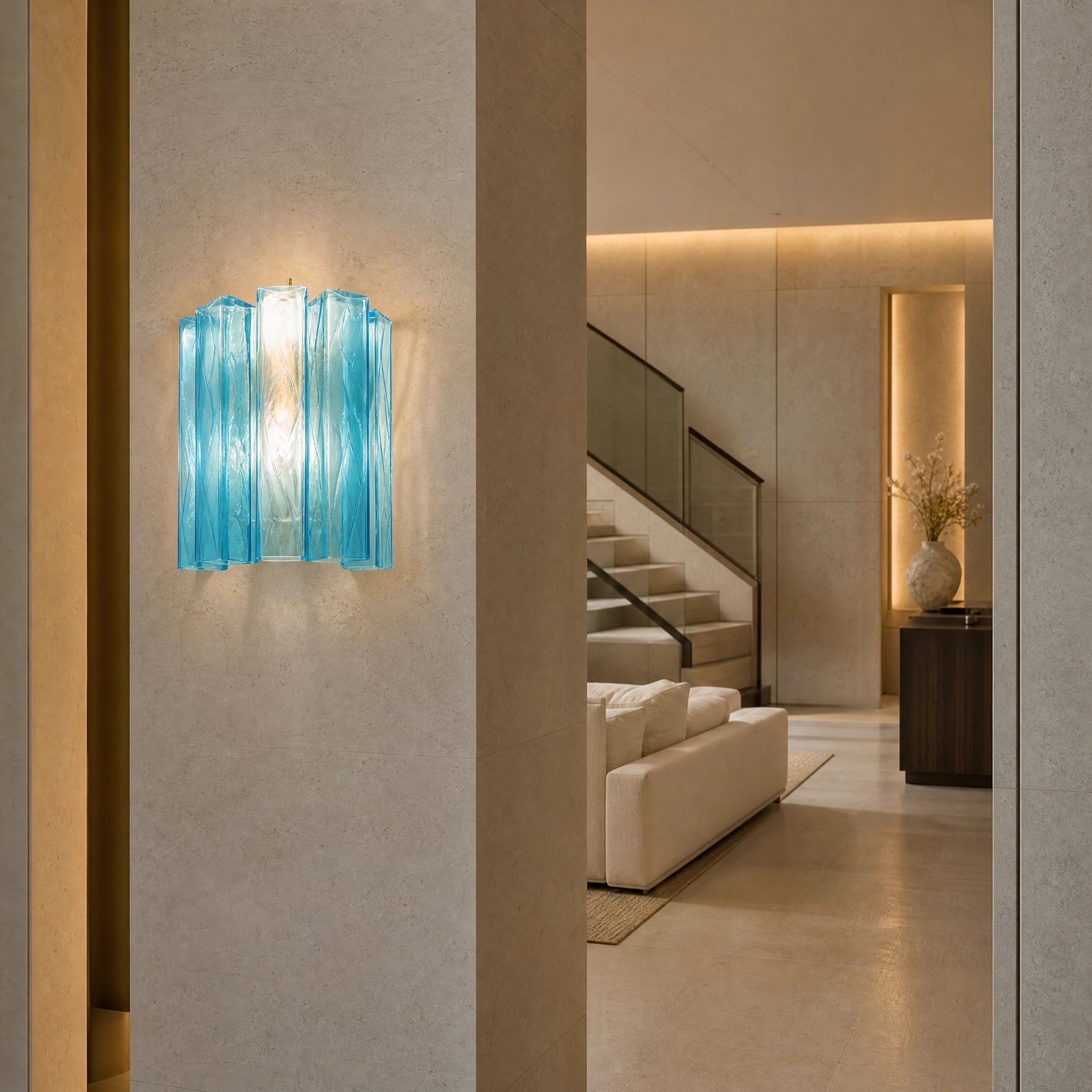 Taranto Squares Murano Glass Wall Light UHNW private residence luxury lifestyle image by VORELLI
