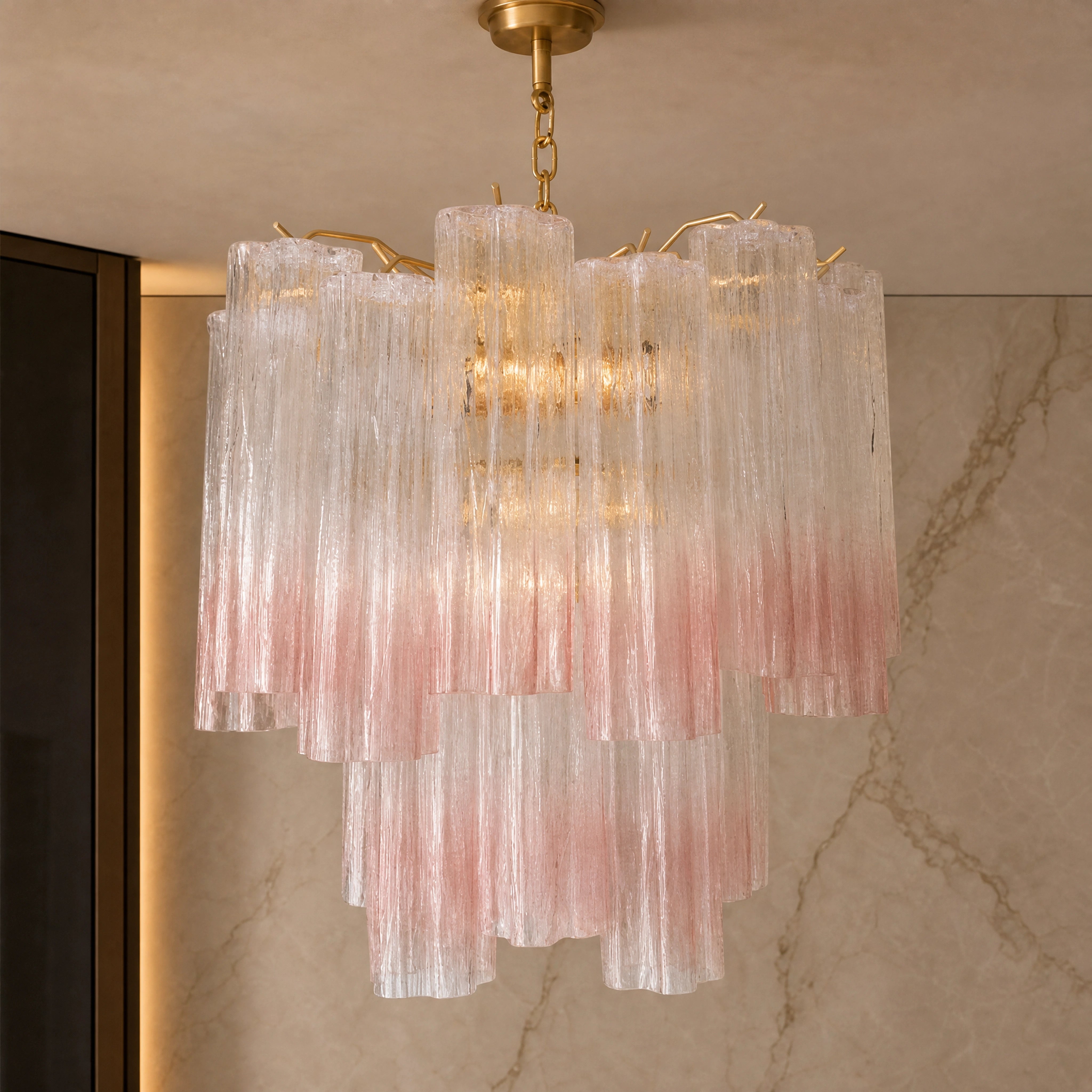 Tatiana Tronchi Murano Glass Circular Chandelier close-up luxury lifestyle hero image by VORELLI