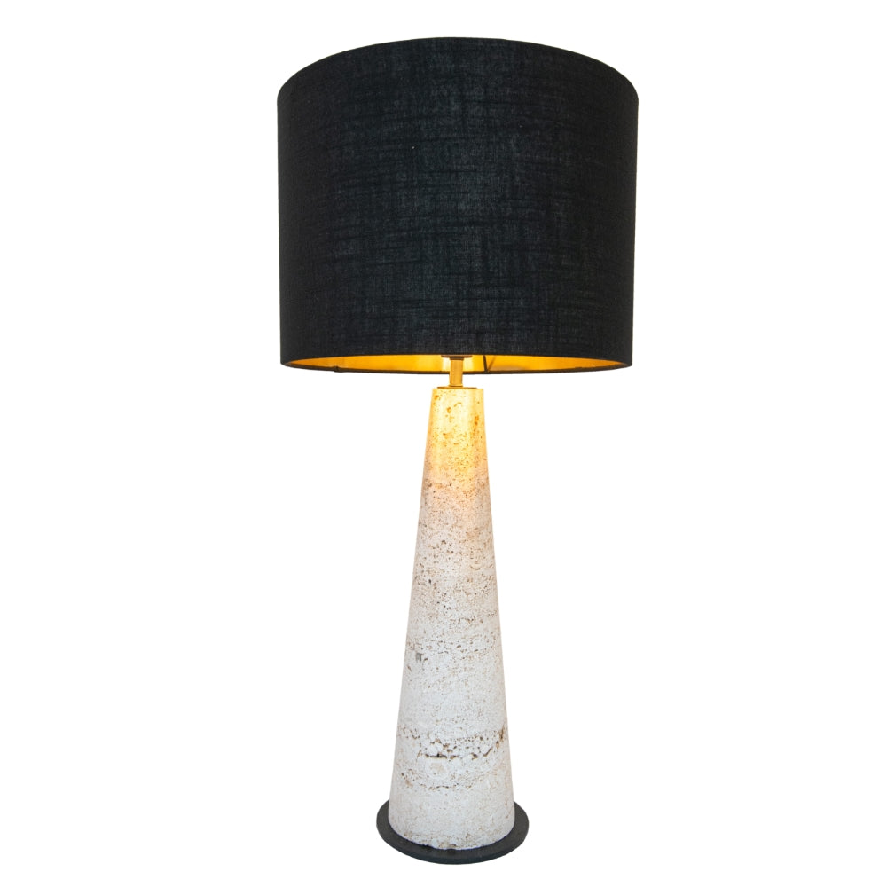 VORELLI® Tavira natural travertine table lamp with black fabric shade