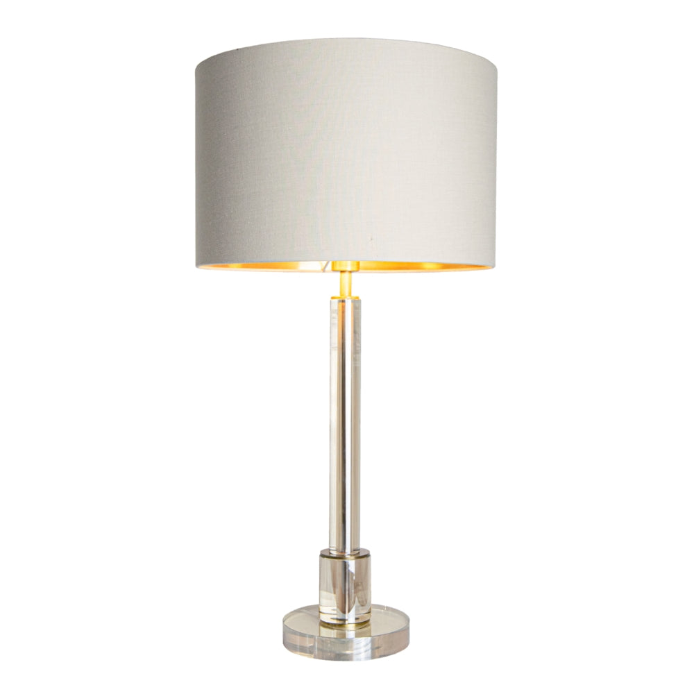 VORELLI® Torello crystal and antique brass table lamp with fabric shade
