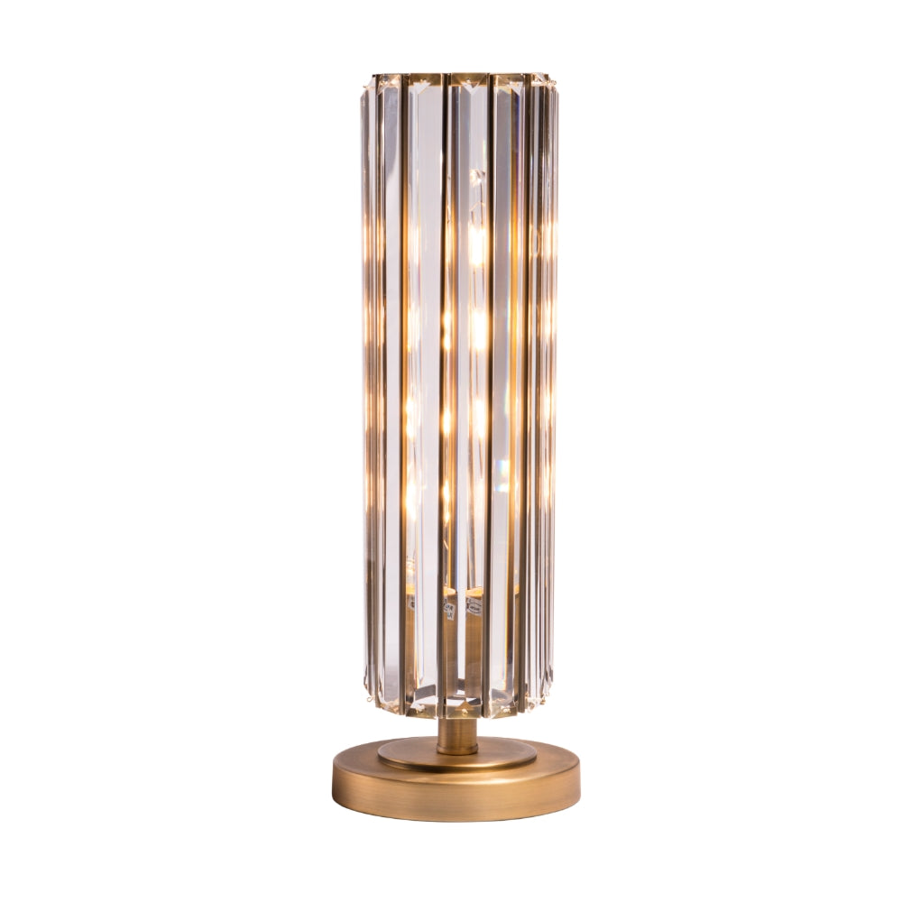 VORELLI® Torvane antique brass crystal table lamp