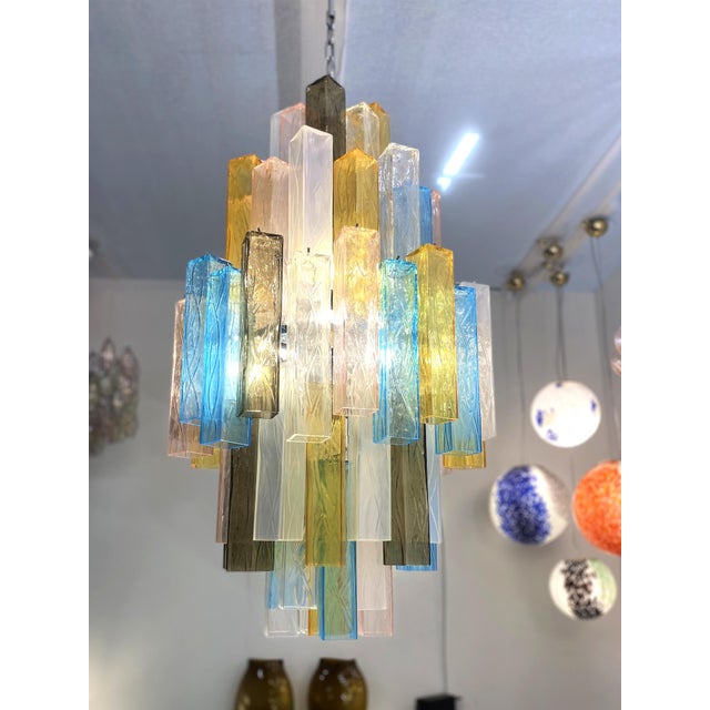 VORELLI Udine Squares Murano Glass Staircase Chandelier - Squares Murano Glass image 4