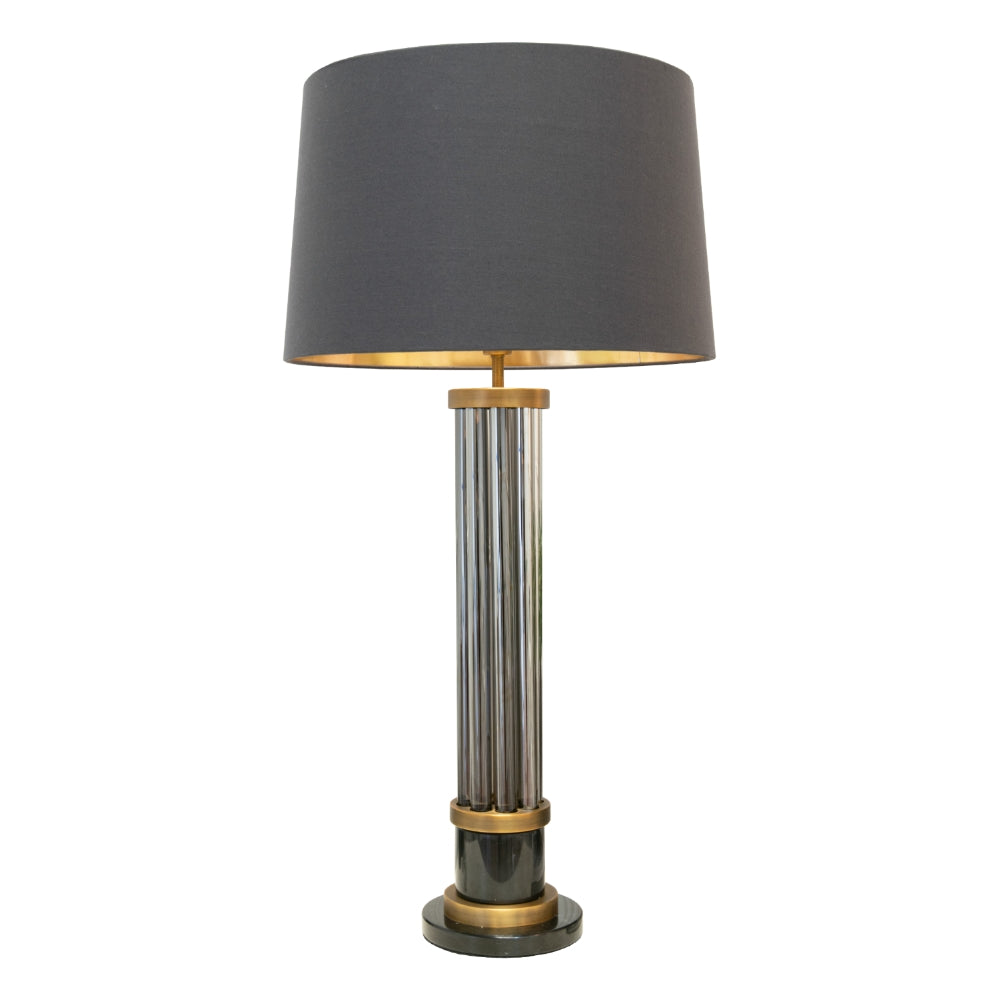 VORELLI® Valenro smoke glass table lamp with black marble base