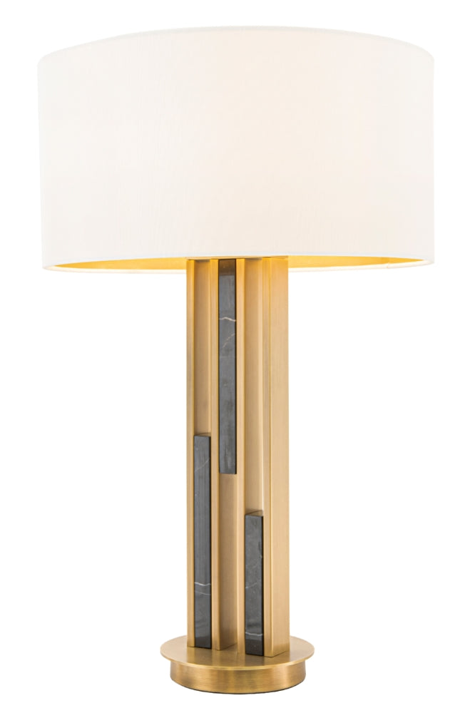 VORELLI® Valenzo brass table lamp with black marble detail