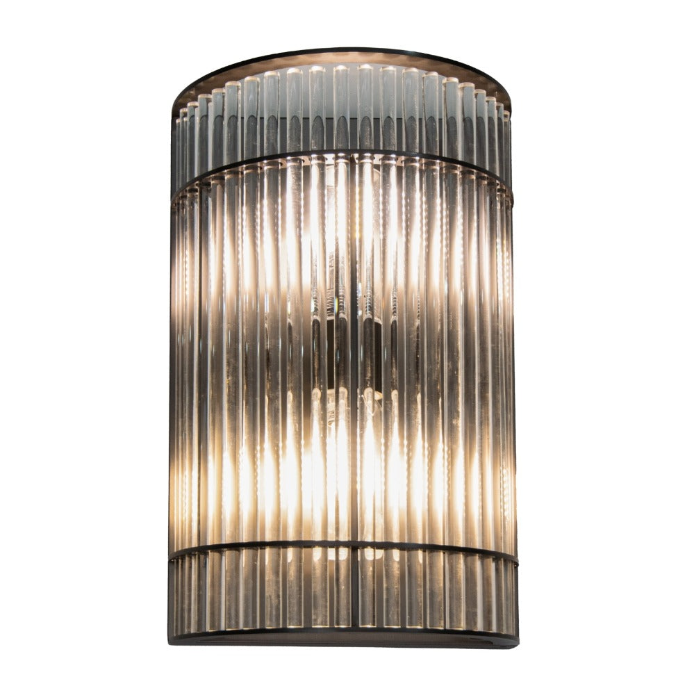 VORELLI® Vantore IP65 gunmetal ribbed glass outdoor wall light