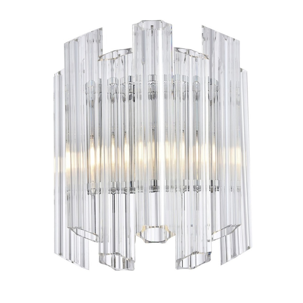 VORELLI® Velaro polished nickel wall light with clear glass panels