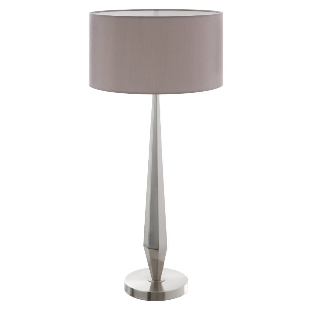 VORELLI® Velmora brushed nickel table lamp with latte shade