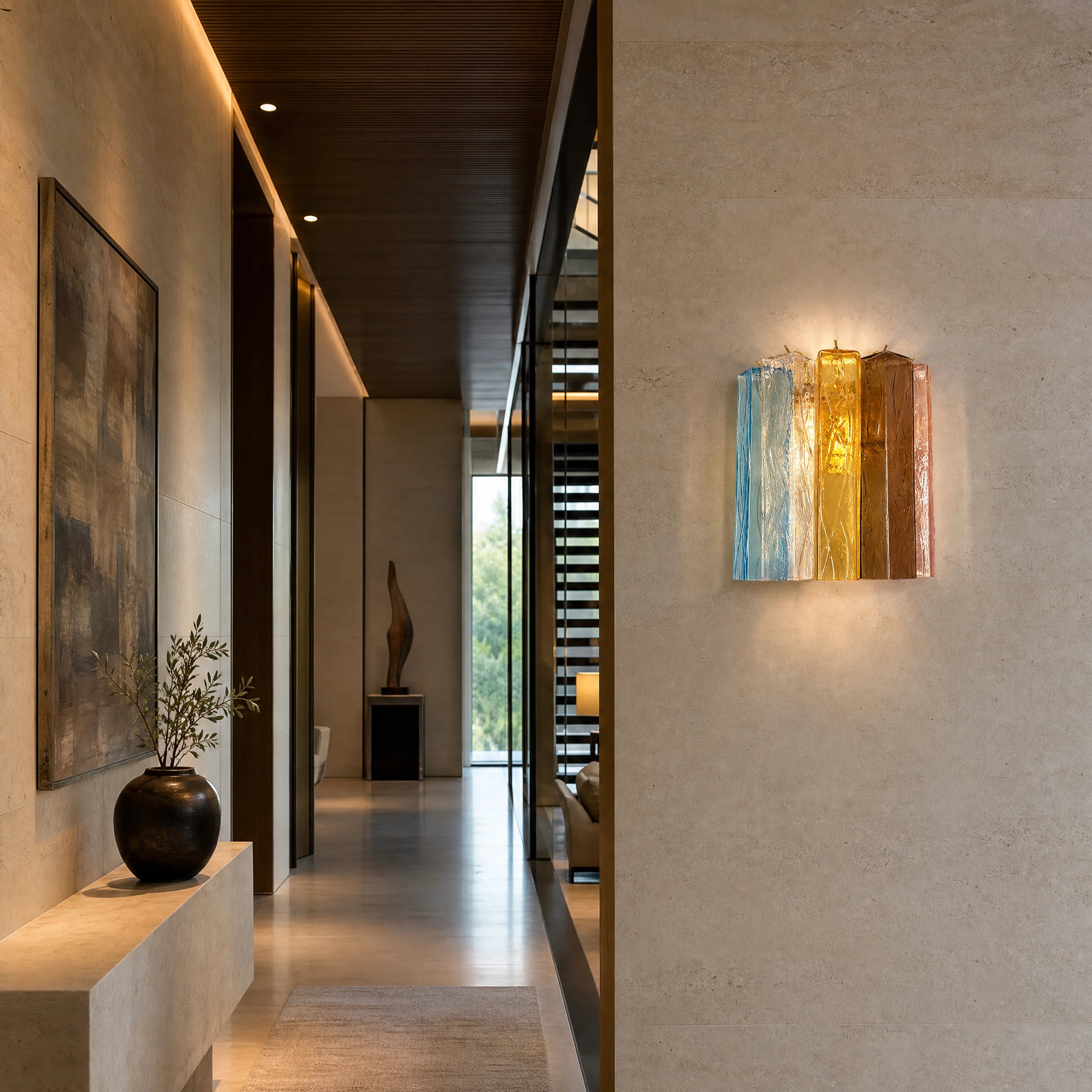 Verona Squares Murano Glass Wall Light UHNW private residence luxury lifestyle image by VORELLI