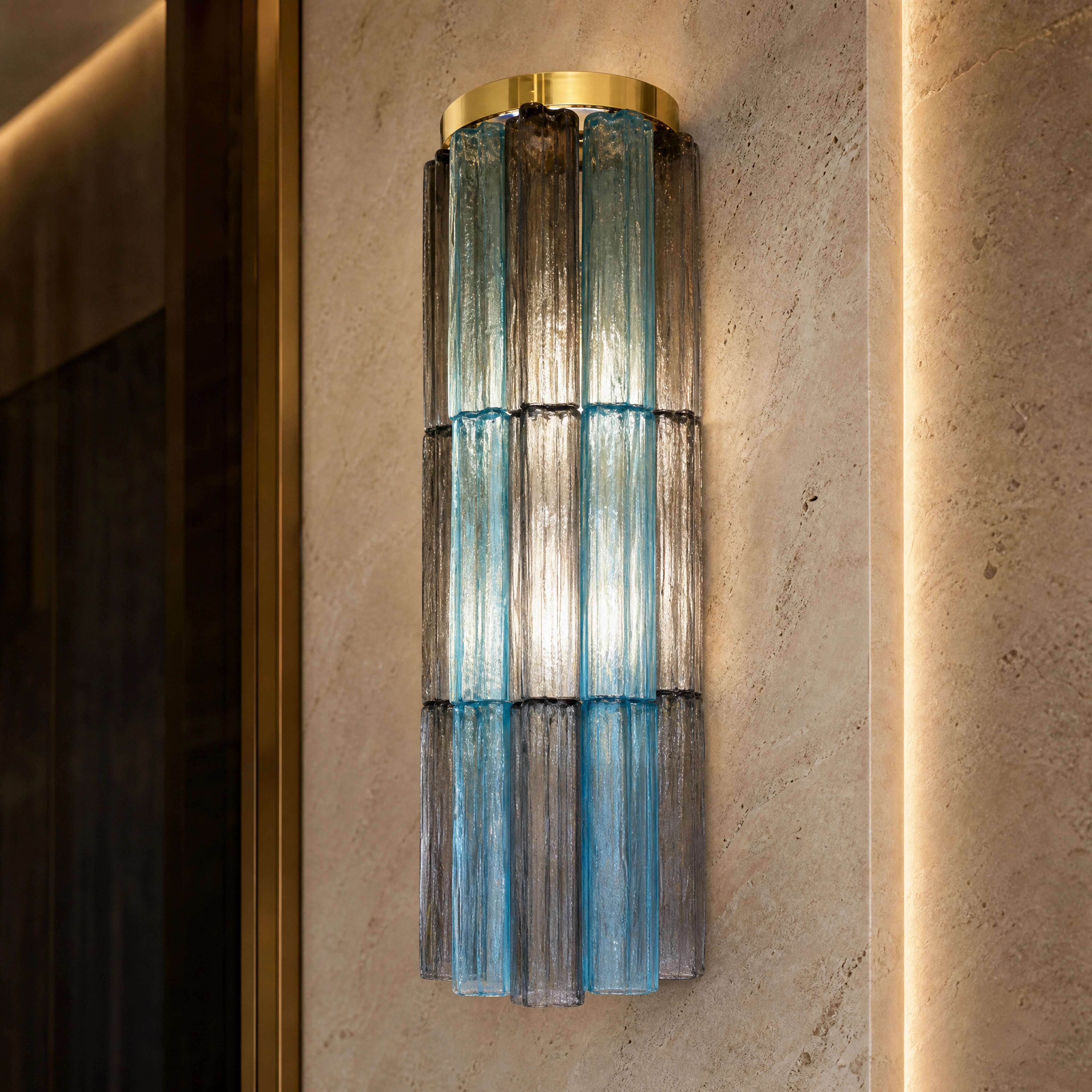 Zaira Tronchi Murano Glass Wall Light close-up luxury lifestyle hero image by VORELLI