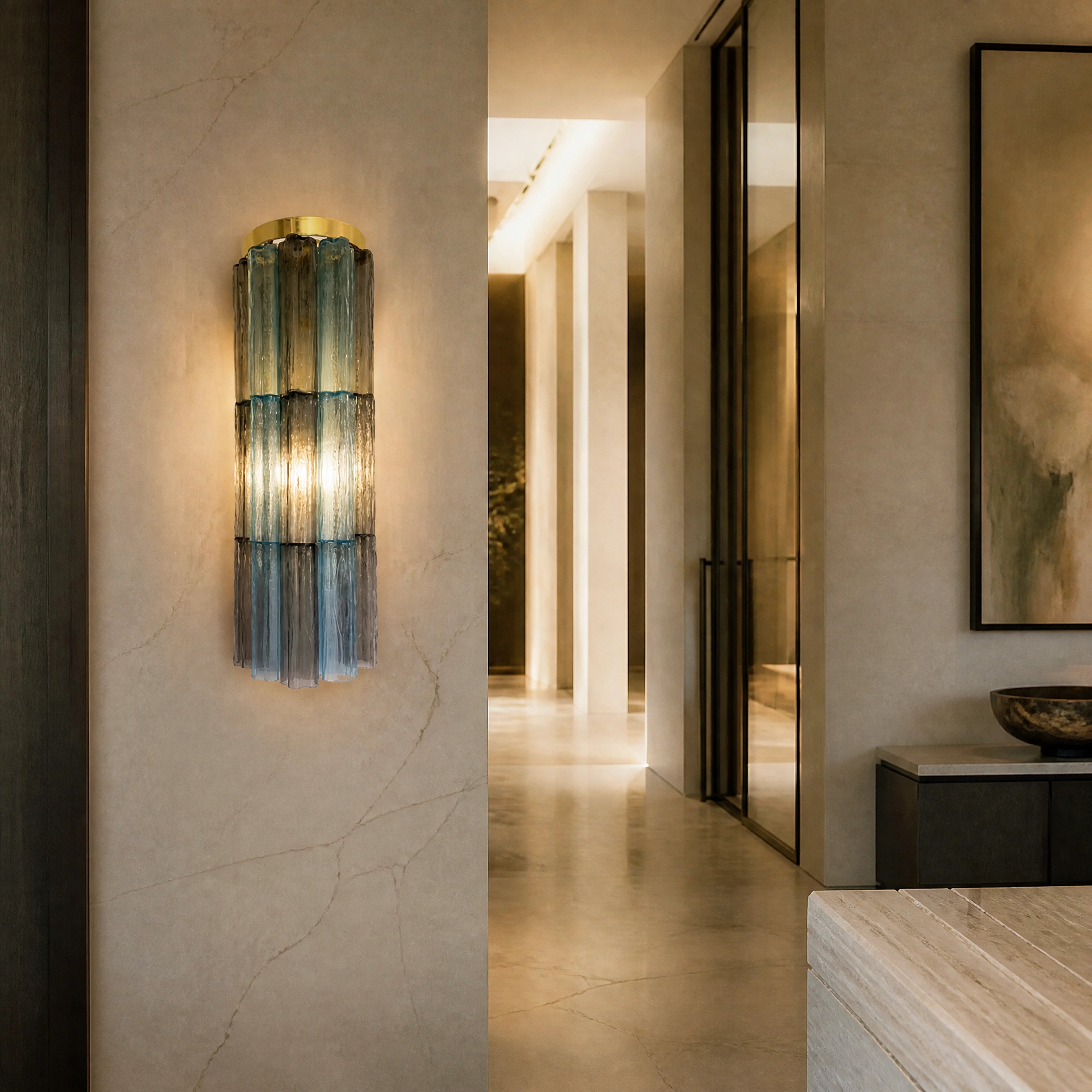 Zaira Tronchi Murano Glass Wall Light UHNW private residence luxury lifestyle image by VORELLI