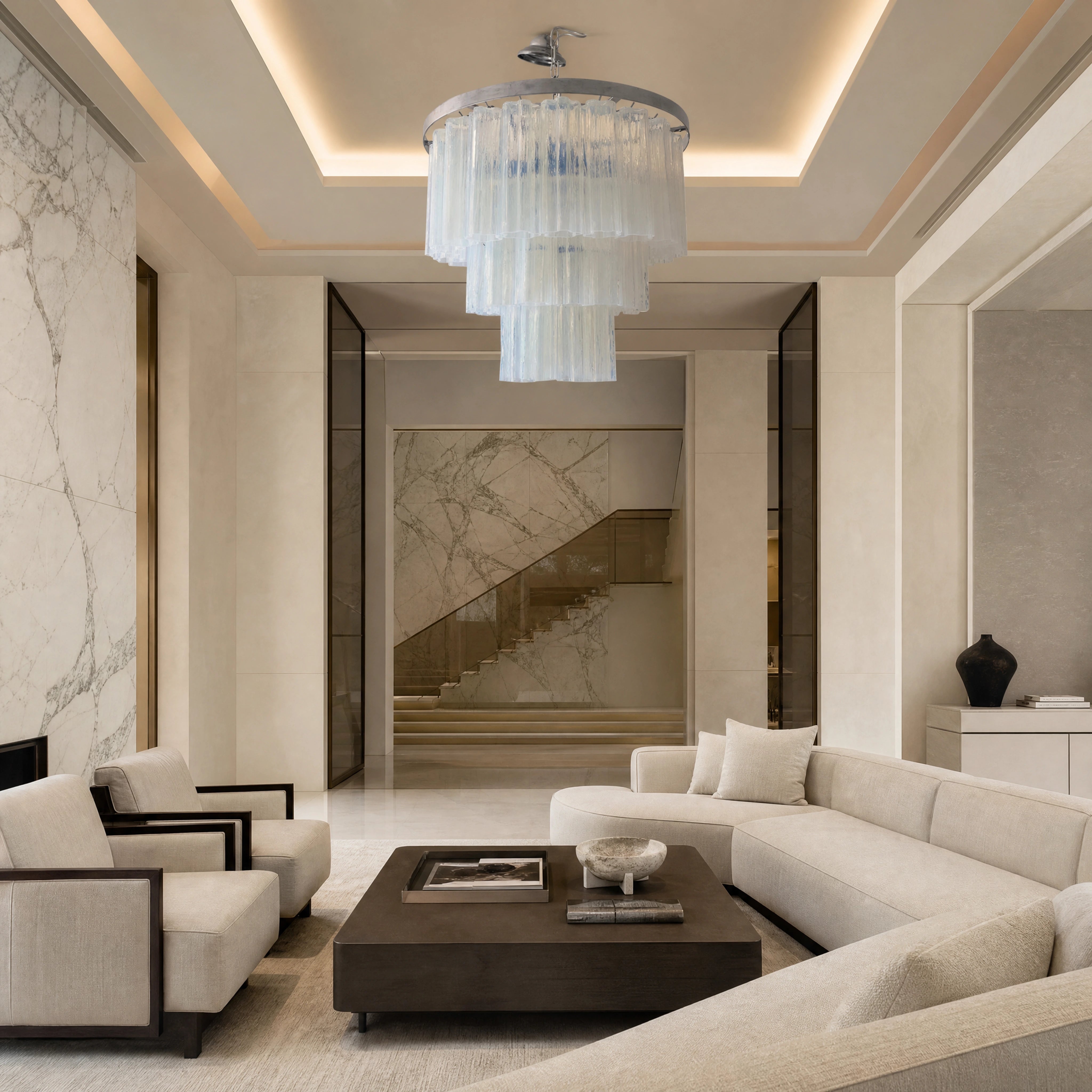 Zelinda Tronchi Murano Glass Circular Chandelier UHNW private residence luxury lifestyle image by VORELLI