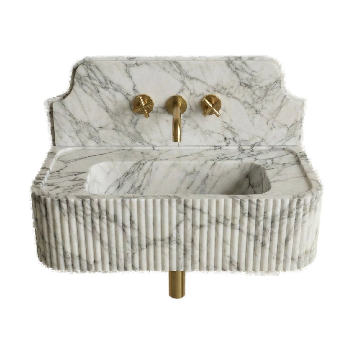 Arabescato Backsplash Sink - Fluted on white background by VORELLI