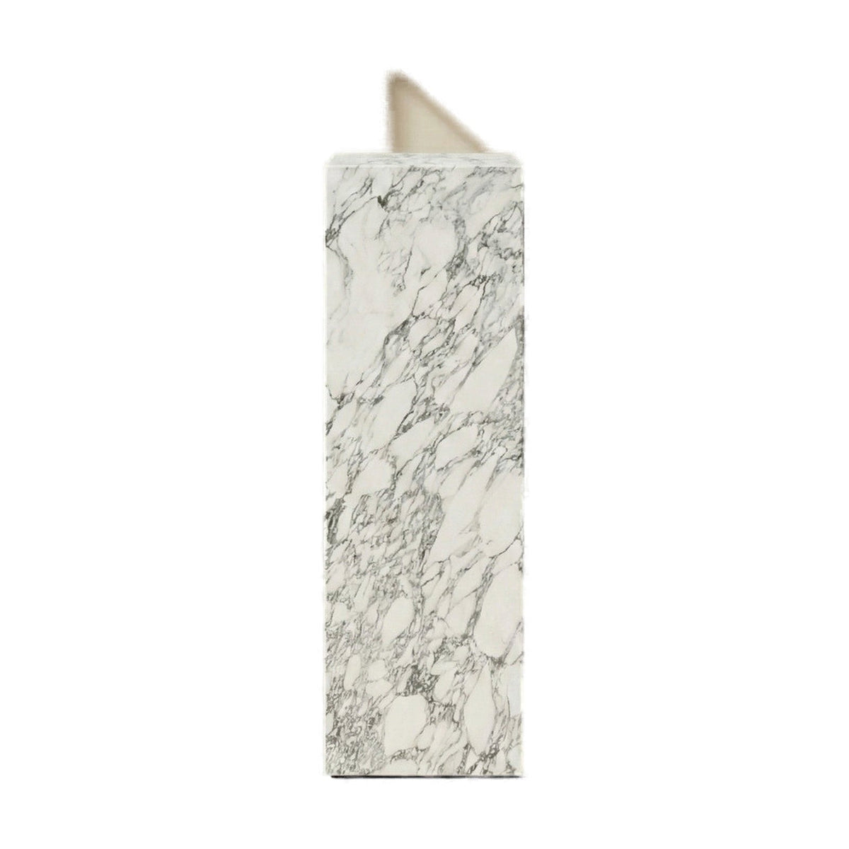 Arabescato Marble Pedestal Stand on white background by VORELLI