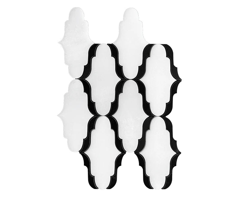 White Jade Black Jade Waterjet Marble Mosaic luxury black, white waterjet marble mosaic for premium UK interiors
