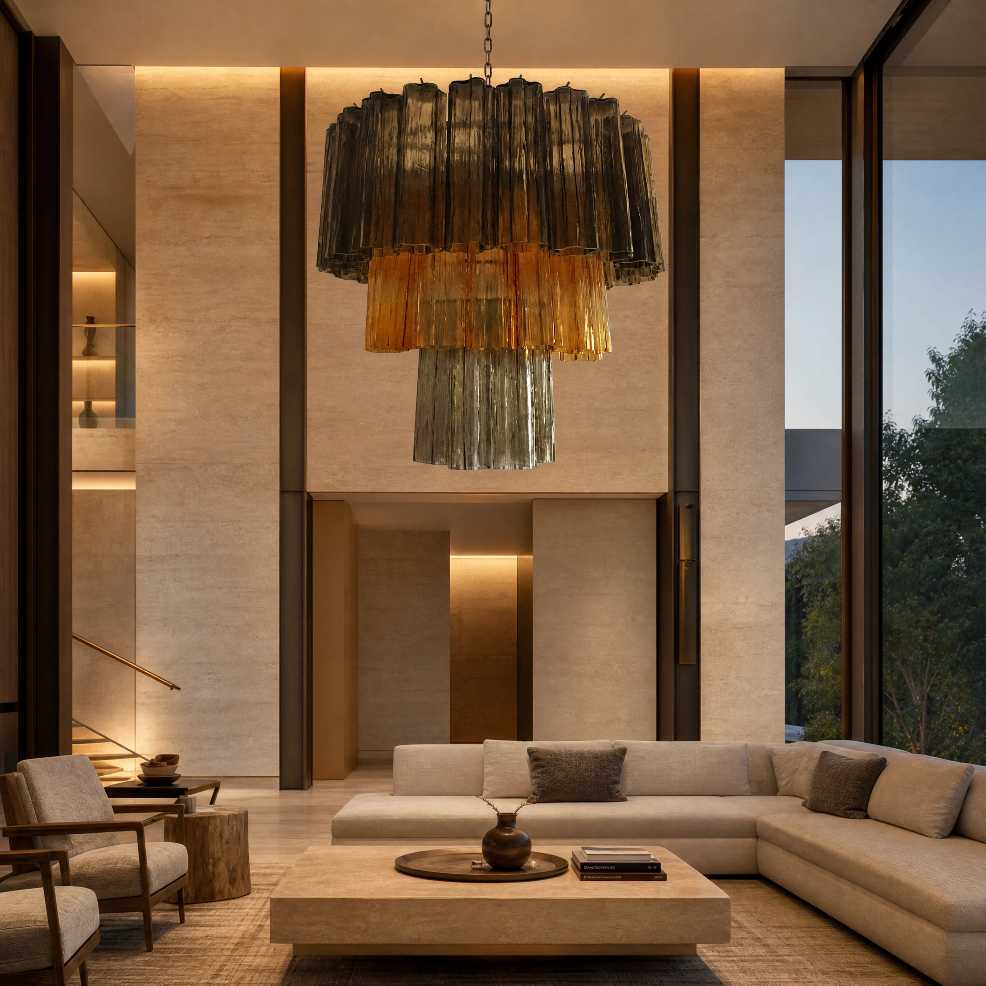 Zanetta Tronchi Murano Glass Circular Chandelier UHNW private residence luxury lifestyle image by VORELLI
