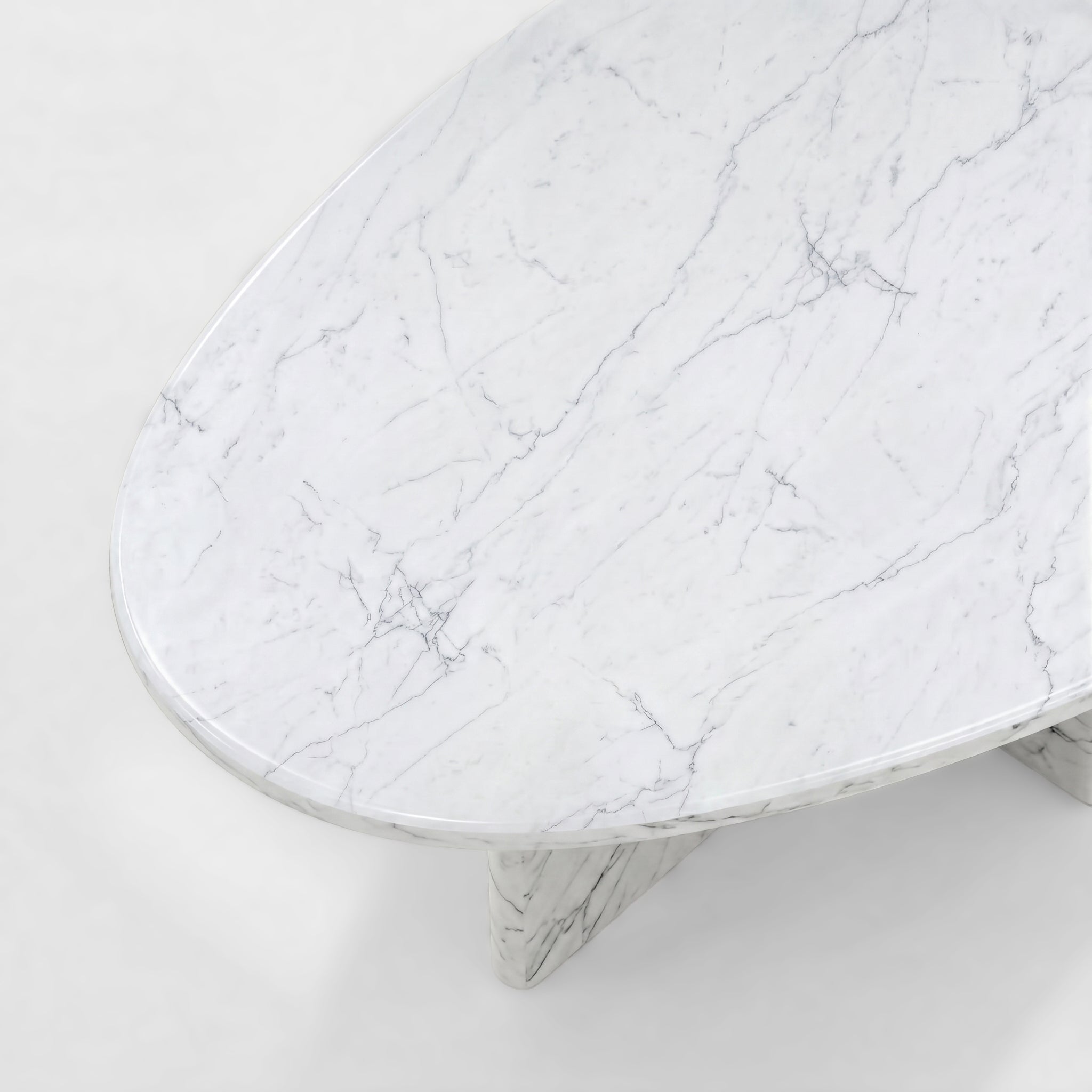 White Carrara Marble Coffee Table - Pebble