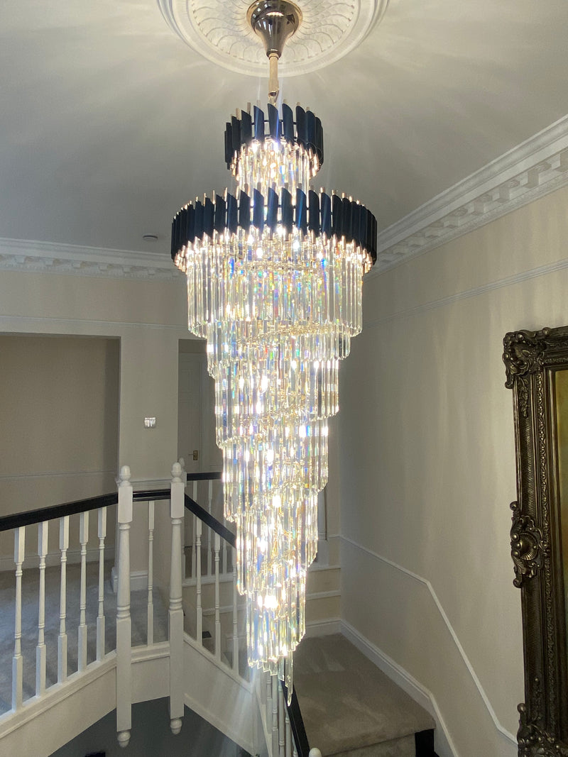 Black discount staircase chandelier