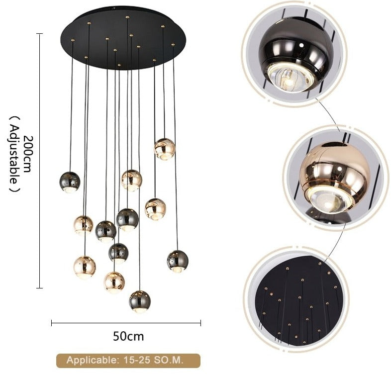 Lustre d'escalier suspendu Carlito