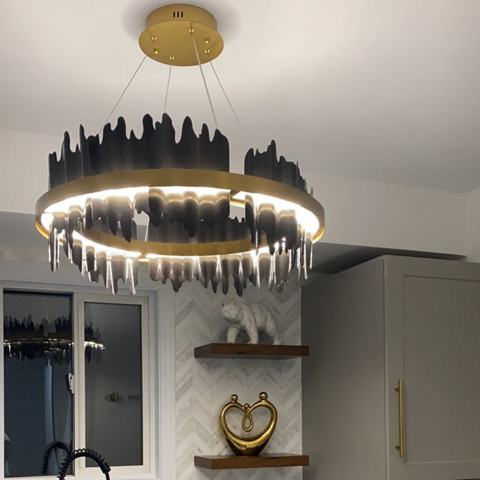 Douala Circular Chandelier illuminating an upscale interior with modern cultural design