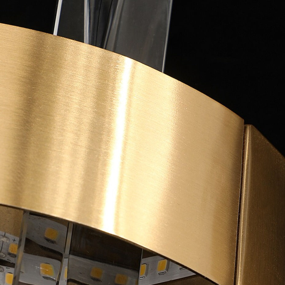 Close-up of the horizontal frame and diamond cut crystal arrangement on the Grantchester Wall Light