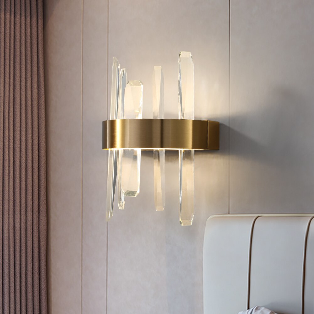Grantchester Wall Light installed in a luxury interior showcasing vertical crystal detailing