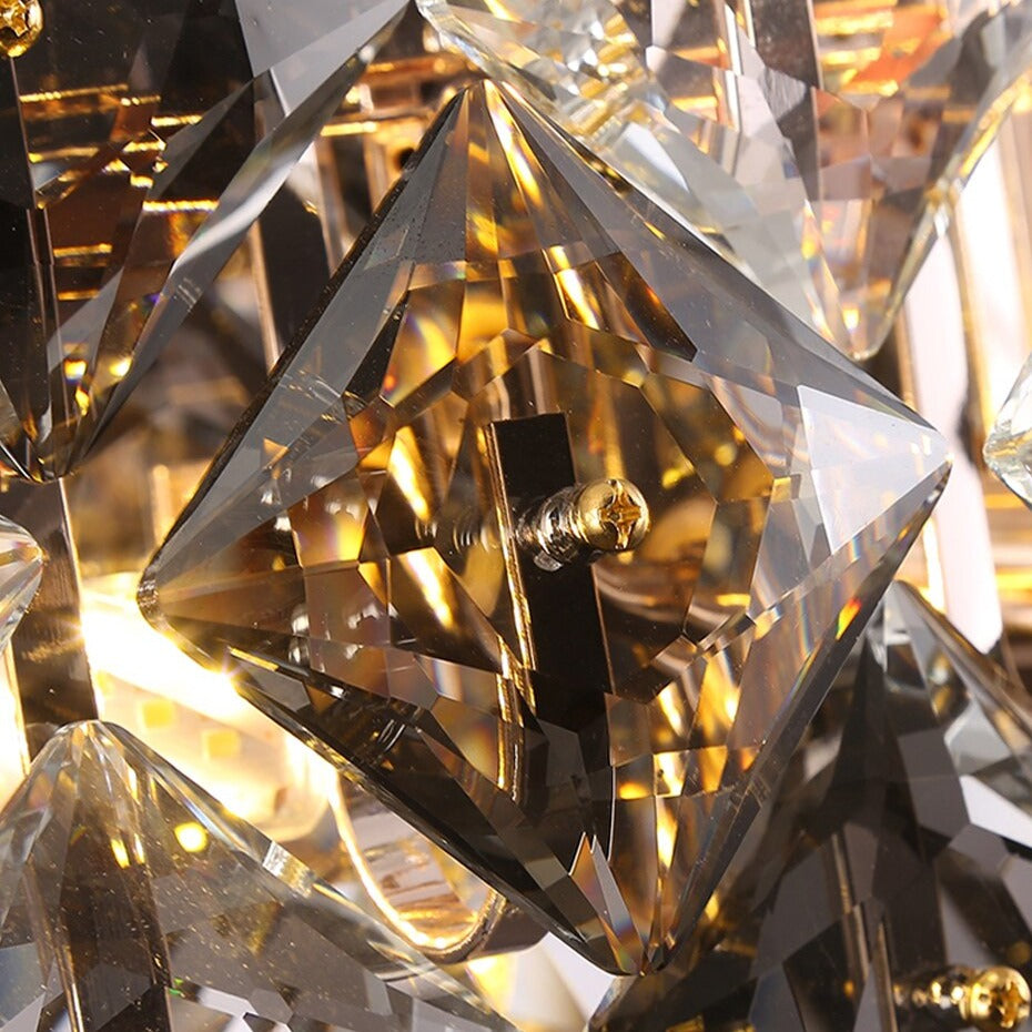 Close up of diamond cut square crystal on Thirlmere chandelier