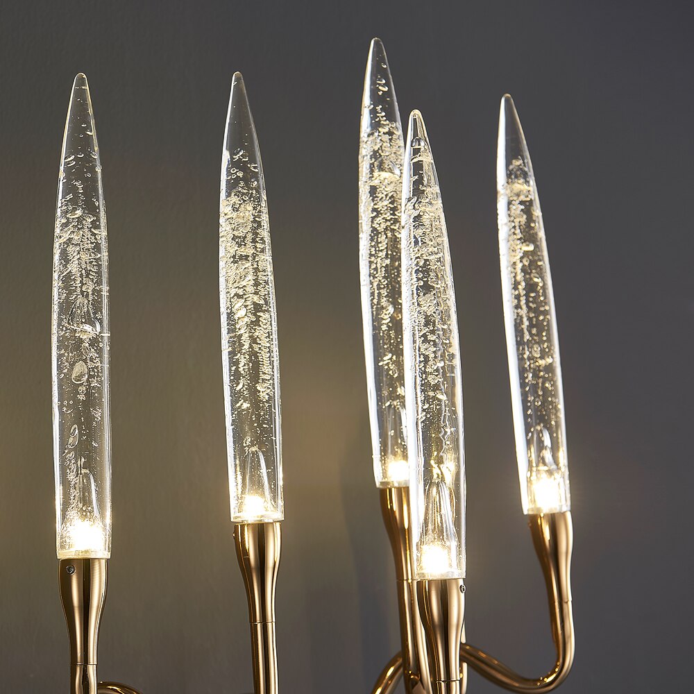 Close up of cone bubble effect crystal shades on Tiddington wall light