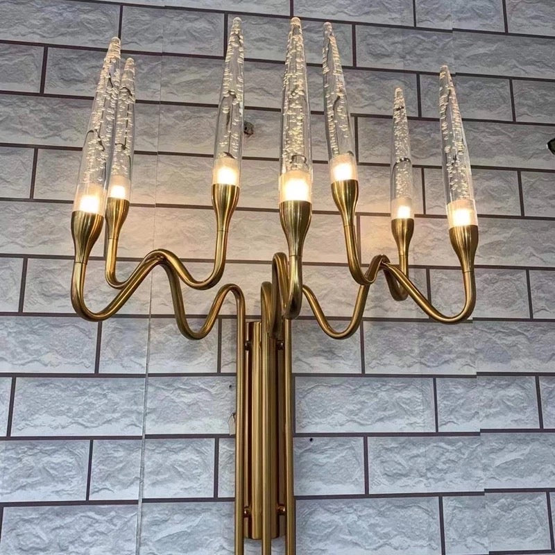 Tiddington bubble crystal wall light installed on exterior brick wall
