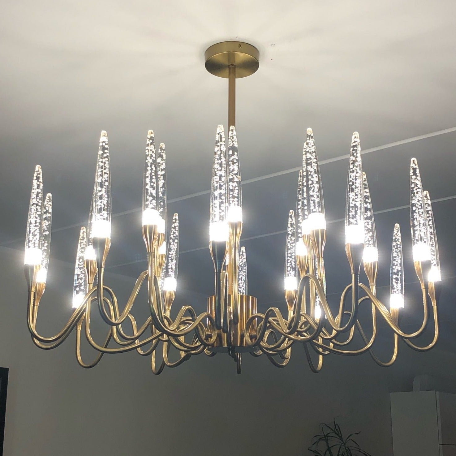 Cluster installation of Tiddington bubble crystal pendant lights