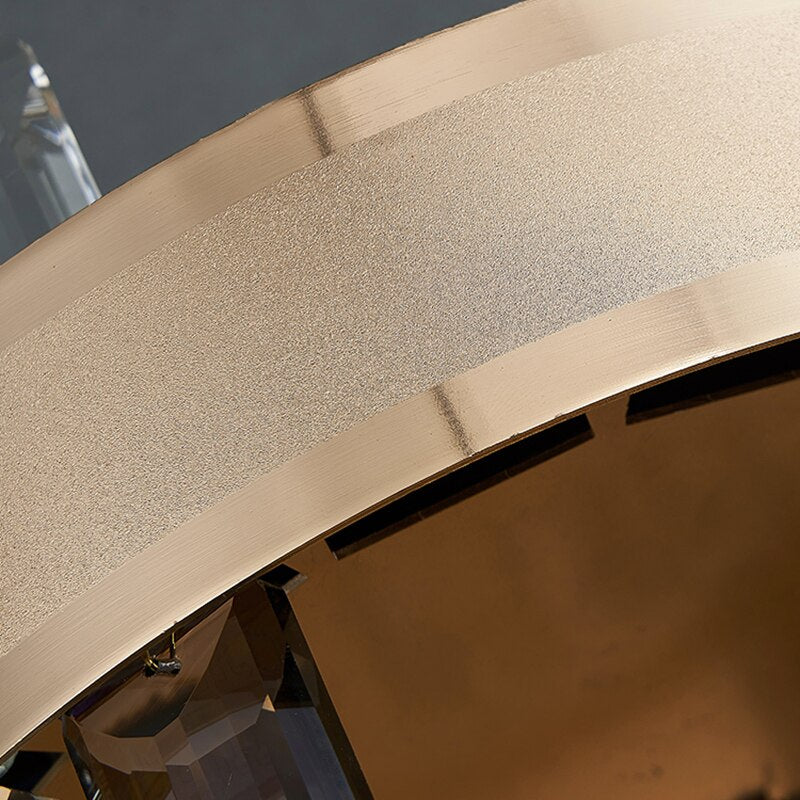 Detail view of the Brighouse Wall Light’s refined brushed frame and contemporary crystal arrangement.